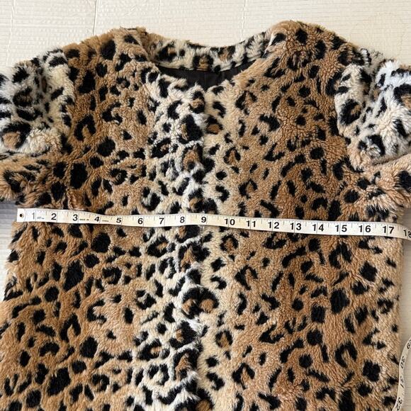 Zara Leopard Faux Fur Coat Sz S Longline Indie Sleaze Animal Print Winter Jacket - Picture 14 of 15